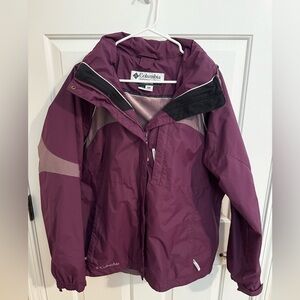 Columbia Womens Interchange Jacket Shell Hooded Zipper Pockets Purple Size XL